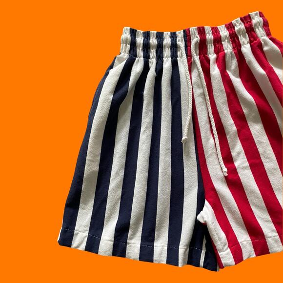 90's vintage red white and blue striped cotton blend high waisted shorts SMALL - Picture 4 of 8